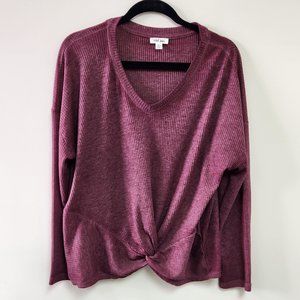 Tribal Jeans Women's Large Burgundy Lightweight Waffle Top